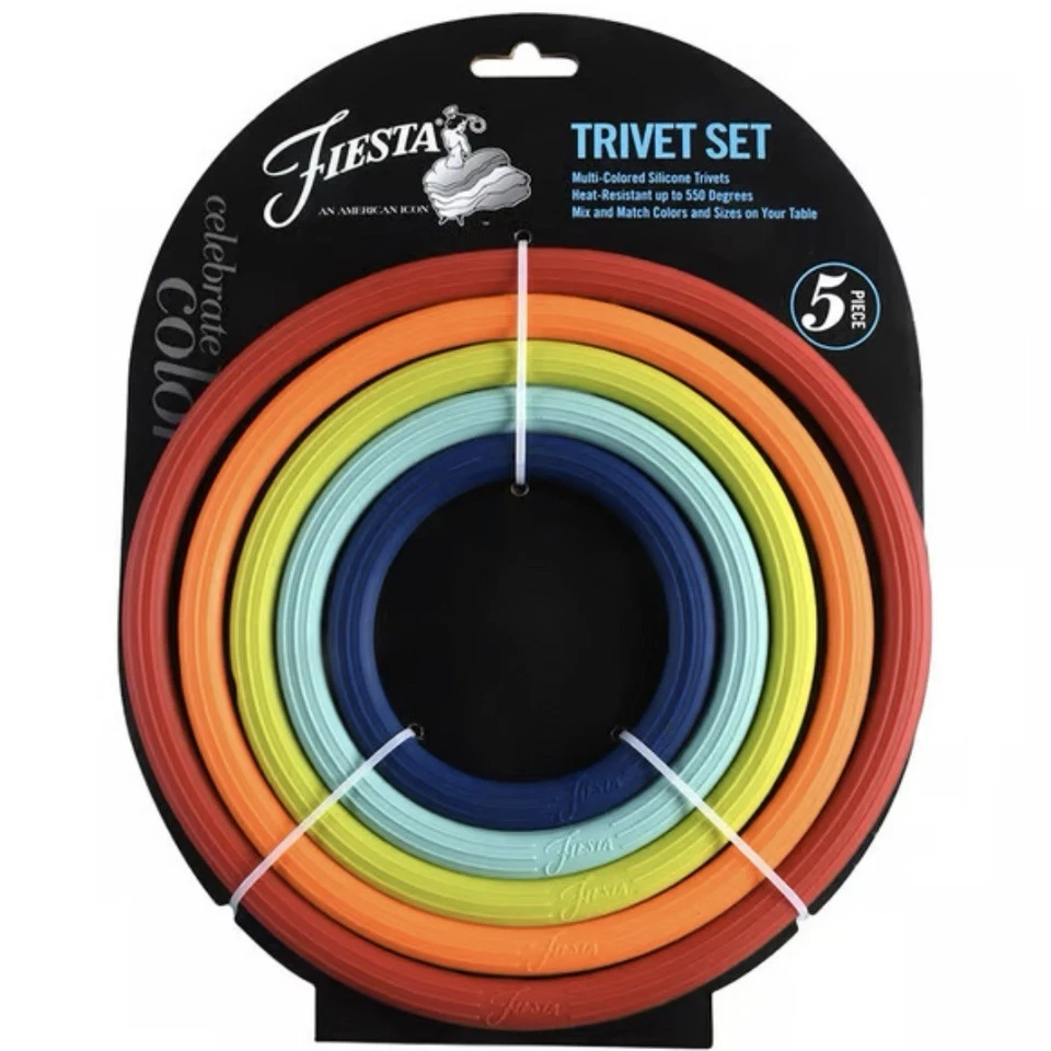 Fiesta Trivet Set Silicone Scarlet Tangerine Lemongrass Turquoise Cobalt - Image 1 of 1
