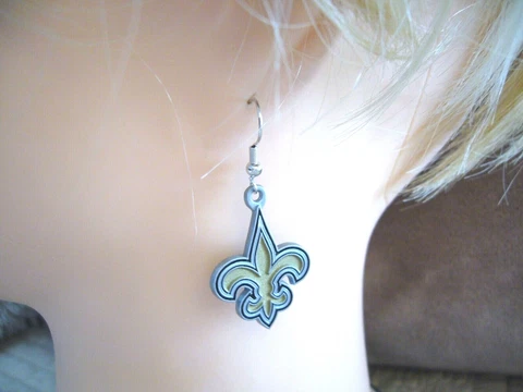 New Orleans SAINTS Earrings NFL FOOTBALL Sports HANGING STUDS Jewelry~ CLOSE OUT Cover