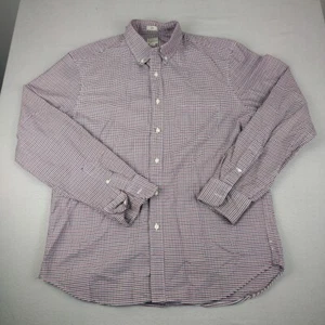 J Crew Button Up Shirt Mens Size Large L Slim Red White Blue Plaid Long Sleeve - Imagen 1 de 8