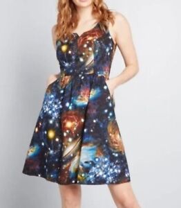 Modcloth Fervour Womens Galaxy Outer Space Rockabilly Dress Size 1X