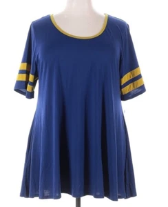 LuLaRoe Womens Top 3XL Perfect T Tee Blue Gold Varsity Mustard Yellow 3X NWT - Picture 1 of 3