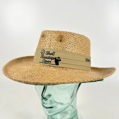 Sombrero de paja de golf Ashworth Shell Houston Open para mujer con alfileres talla pequeña/mediana Foto 1 de 4