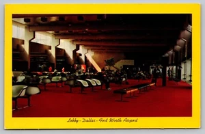 Postcard Lobby Dallas Fort Worth Airport Dallas Texas VTG c1970 B3 - Picture 1 of 2