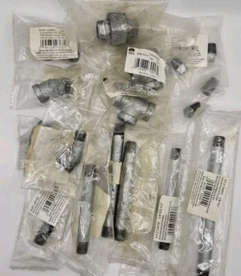 New Lot Assorted 1/8" Galvanized Schedule 40 Pipe Nipple Elbow Union Tee Plug - Image 1 of 4