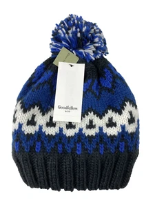 Men's Fleece Lined Geo Intarsia Beanie Pom  - Goodfellow & Co Skully Hat - Picture 1 of 2