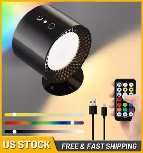 Rechargeable Wall Sconce Light Remote Touch Control RGB Magnetic LED Wall Lamp - Picture 1 of 9