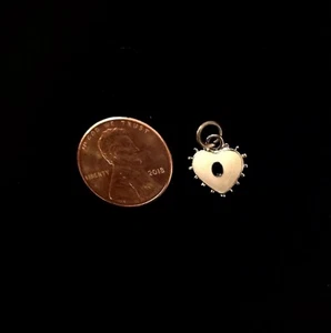 Heart With Key Hole Enamel Silver Charm White Enamel 1/4" - Picture 1 of 2