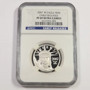 2007 W NGC PR69 DCAM PROOF 1/2oz Platinum Eagle Statue Liberty US $50 #47840A - Picture 1 of 2