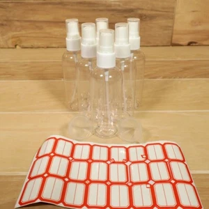 Travel Bottle Set - 6 Bottles, 1 Funnel, Sticker Labels Reusable - Picture 1 of 3