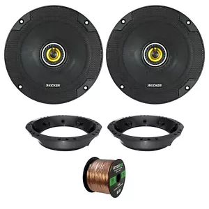 Kicker 6.5" 300W 2-Way Car Audio Speakers (Pair), Wire, Adapter (98-2013 Harley) - Picture 1 of 5
