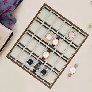 24 Slot Watch Box Wooden Display Case Organizer Jewelry Storage Case - Picture 1 of 16