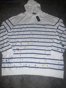 Polo Ralph Lauren Big & Tall STRIPED PAINT SPLATTER Sweatshirt Hoodie Sz 2XLT - Picture 1 of 8