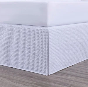 Chezmoi Collection Pleated Waffle Weave Bed Skirt, Queen - 16 Drop, White - Picture 1 of 9