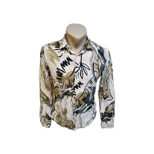 ZARA Herren Hemd Gr. S ElfenbeinGrauKhakiSchwarz Braun,Gr.S,Blumen,100%Viskose - Bild 1 von 13