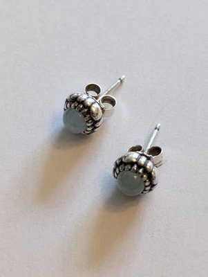 Серебряные серьги-гвоздики с аквамарином Pandora 925 - Изображение 1 из 3