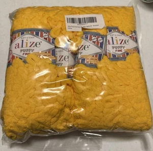 LOTE de 4 hilados finos hinchados Alize amarillo mostaza #82 lote # 725660 nuevos 64 yardas - Imagen 1 de 5