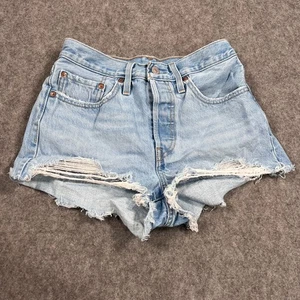 Pantalones Cortos Para Mujer Levi's Luxor Azul Lavado Claro Denim 501 Calce Original Talla 26 - Imagen 1 de 7