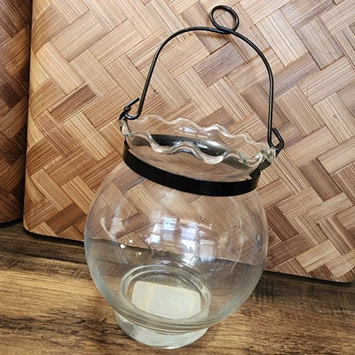 Clear Bubble Ball Ruffled Edge Flower Vase Decorative Home Decor Candle Holder - Image 1 of 4