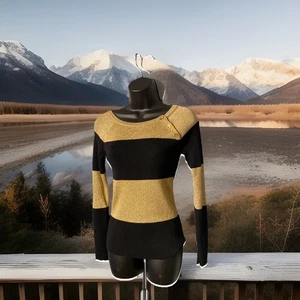 Lauren Ralph Lauren Pullover PM Gold Schwarz Glitzer Baumwolle Nylon Gold Schwarz - Bild 1 von 6