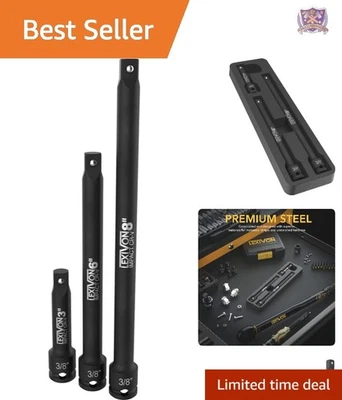 Impact Driver Extension Bar Set 3/8 Inch Chrome Vanadium 3 6 8 Inch Long - Image 1 of 4