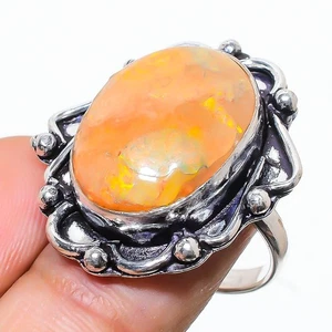 Ring Orange Aventurin Edelstein Handarbeit 925 Sterling Silber Schmuck Gr. 7 Z895 - Bild 1 von 4