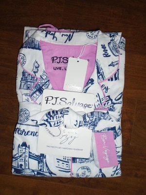 Juego de pijama PJ Salvage - Talla L - "Bon Voyage" -NUEVO CON ETIQUETAS - 100% franela algodón Foto 1 de 4