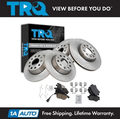 Kit de pastillas de freno y rotor de cerámica TRQ para Volkswagen Tiguan 2009-2011 Foto 1 de 4
