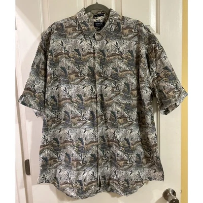 Camisa abotonada manga corta vintage DUCKS UNLIMITED AOP para hombre XL *B1 Foto 1 de 4
