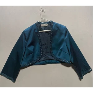 Montage by Mon Cheri türkis Satin Perlen Bolero Jacke Größe 18W - Bild 1 von 11
