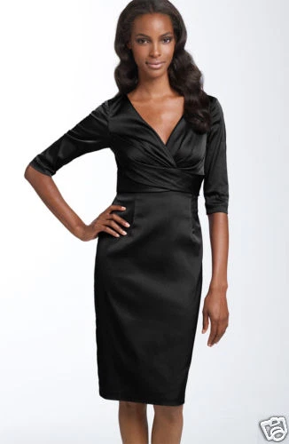 Donna Ricco Cross Front Satin Sheath Dress (4 Petite) - Image 1 of 1
