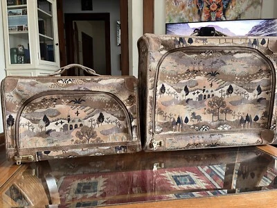 Vintage French Luggage Company Unicorn And Meadow Matching Pair - Image 1 of 4