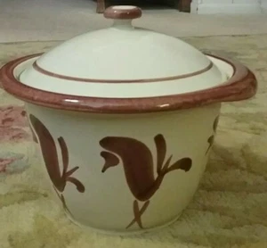 HUSQVARNA Enamel Cast Iron SWEDEN Brown/Beige Winter Stew Caserole Crock/ EUC - Picture 1 of 7