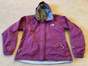 North Face Womens Size S Jacket Hooded Full Zip Nylon Red Windbreaker - Picture 1 of 12