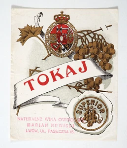 1930s Poland LVIV TOKAJ Antique Polish Wine Label Marjan Nowicki LWOW - Picture 1 of 3