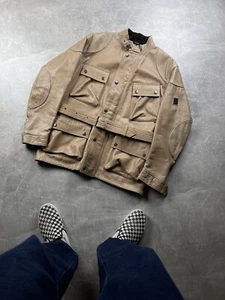 Giacca di pelle Belstaff England beige biker con cintura taglia M Made in Italy prezzo consigliato 1500$ - Foto 1 di 16