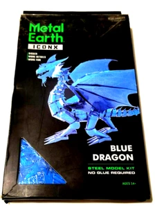 METAL EARTH ICONX PREMIUM SERIES BLUE DRAGON ICX114 STEEL MODEL KIT - Picture 1 of 12