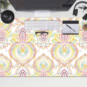Computer Desk Top Mat Pad Protector for PC Mouse Keyboard 100x50 Indian design - Afbeelding 1 van 4