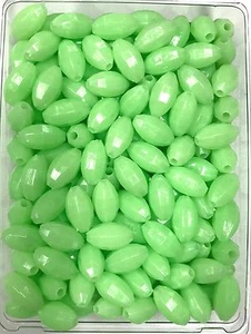 Large Green Glow Beads 10mm x 18mm (3/8" x 5/8") 500 pcs deep drop rigs - Picture 1 of 8