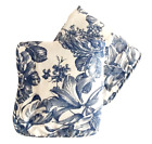 Waverly Pillow Shams King size Blue White Floral Toile Cotton 24.5 X 37 Set of 2