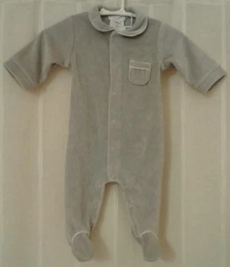 NWT Jacadi Baby Boy Gray Velour Footie 3 months - Picture 1 of 4