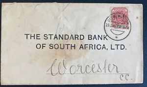 1901 South Africa Censored Cover Boer War To Standard Bank Worcester Wax Seal