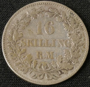 Dinamarca 16 Skilling 1857 (F1601) - Imagen 1 de 2