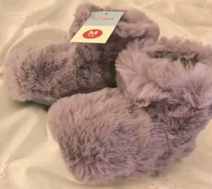 Cat & Jack Girls Purple Faux Fur Comfy Slipper Booties Size Med. 7/8 - Picture 1 of 4