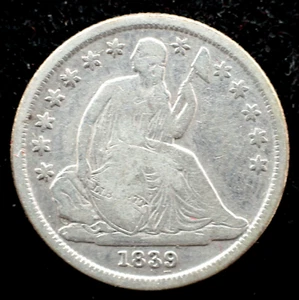 KAPPYSCOINS G8812 1839O ND FINE NO DRAPARY SILVER SEATED LIBERTY DIME - Picture 1 of 2