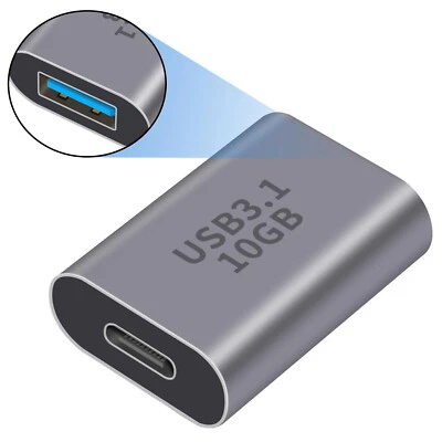 USB 3.1 A Female to USB Type C Female Adapter 10 Gbps Data Sync Charging Laptop - Image 1 of 4
