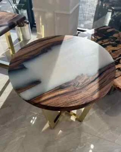 Round epoxy table, White epoxy, Round table, Custom round coffee table top decor - Picture 1 of 6