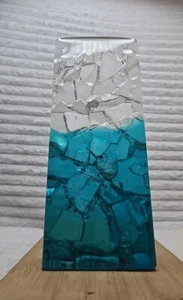 Obelisk Art Glass Sculpture H25cm x W10cm *Blue & White Blend* Heavy 1.5 Kg RARE - Picture 1 of 20