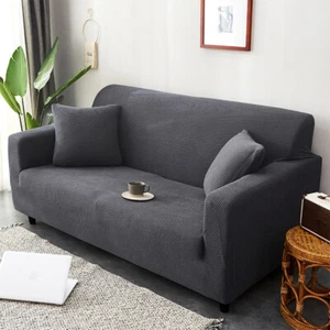 Dark Grey Elastic Stretch Sofa Covers Slipcover Protector Settee 1/2/3/4 Seater - Picture 1 of 12