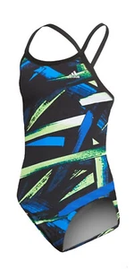 Adidas Girls Code of Tribe Print Open Back One Piece Swimsuit - Picture 1 of 7