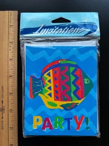New Sealed 8 Summer Splash Tropical Fish Beach Party Invitations - Picture 1 of 2